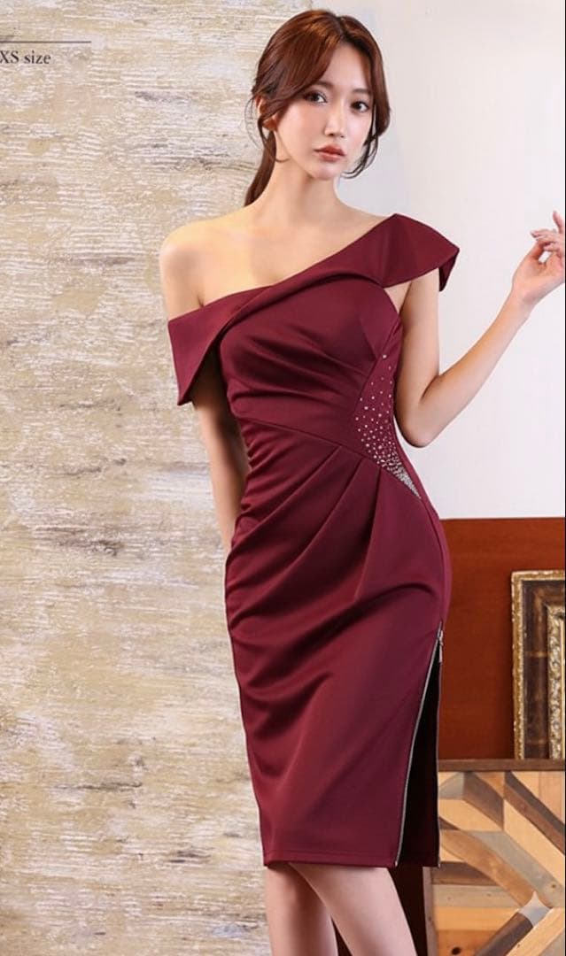 新品　veautt xs ドレス　ワインレッド　シュガー