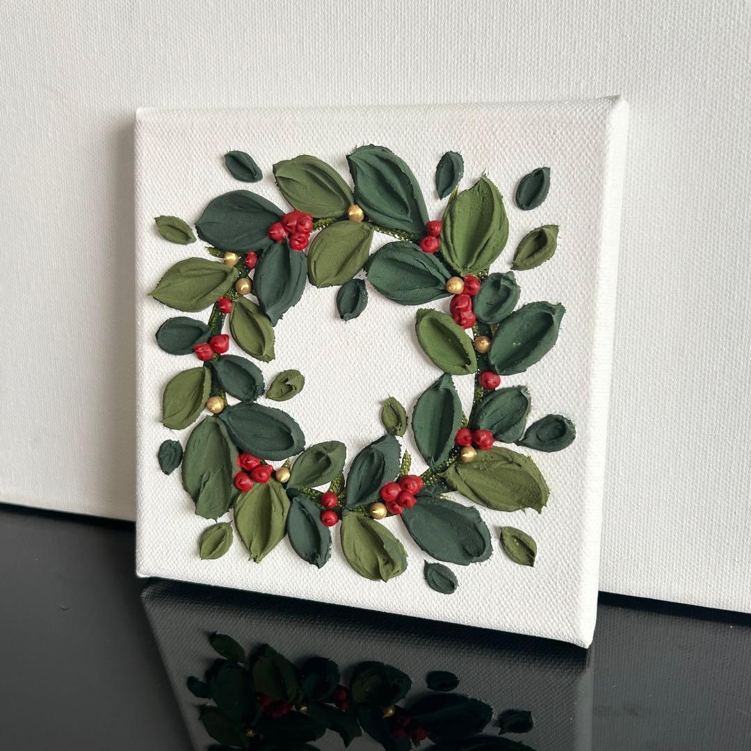 Christmas wreath 絵画原画 アクリル画テクスチャーアート