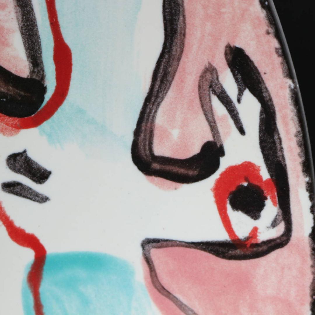 Anna Van Borselen 手描き プレート 飾皿 陶器 サイン在り