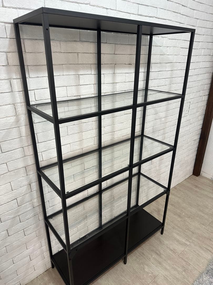 ②【東京都内23区配送無料】イケア　棚　ガラス　陳列　本棚　収納　ディスプレイ
