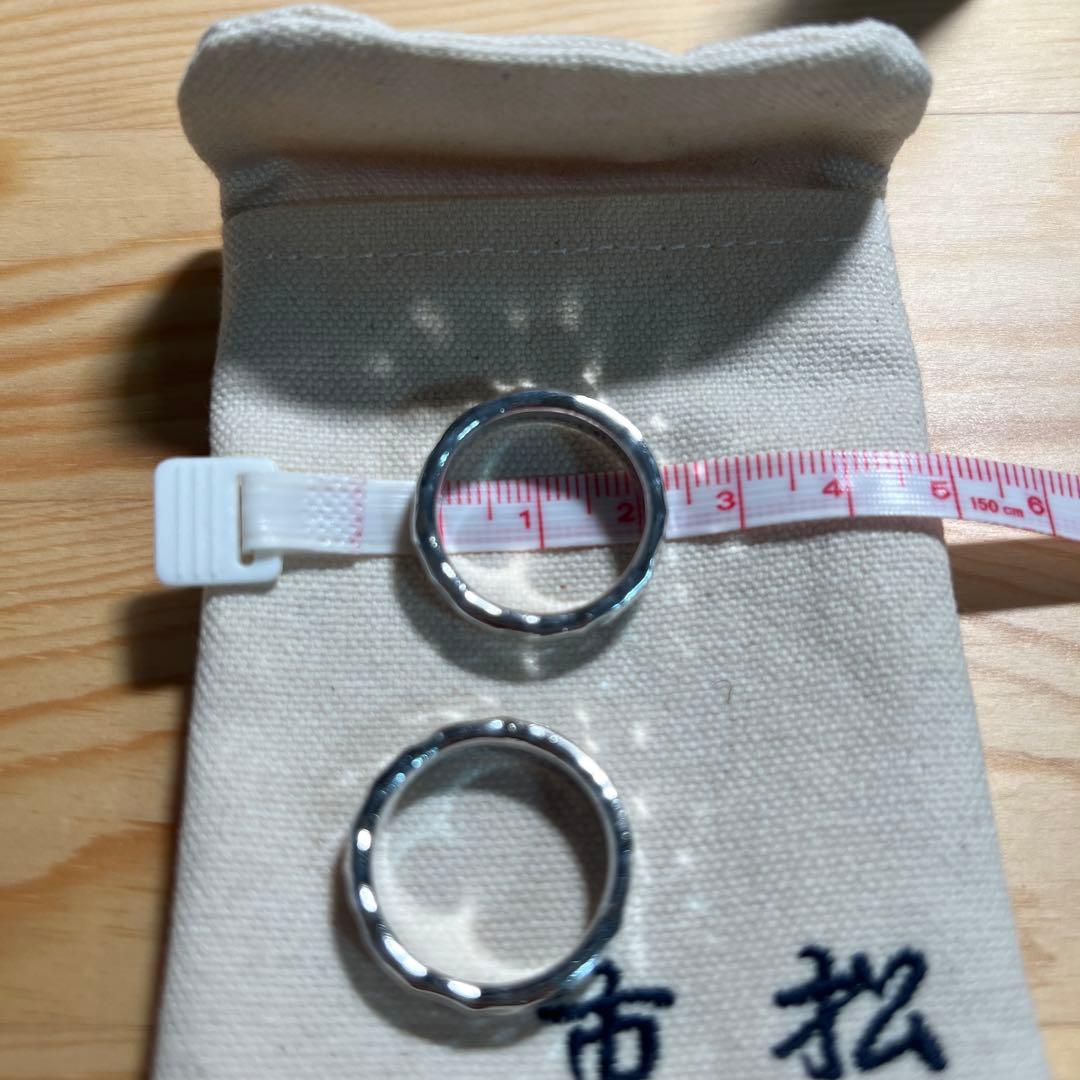 市松　シルバー 2連リング　22号