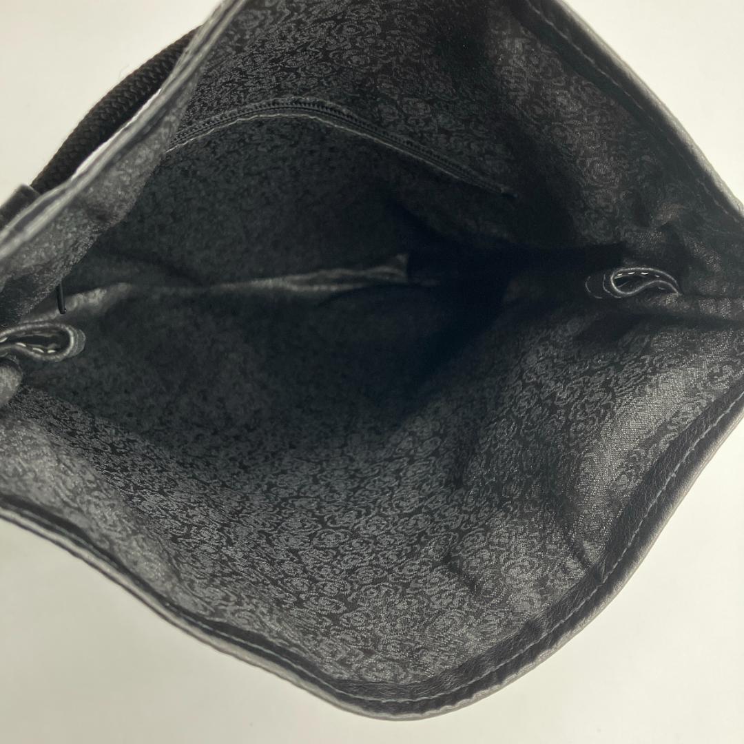 【千恵子】印傳屋 ローズ柄 花柄 巾着バッグ 鹿革 ディアスキン 黒