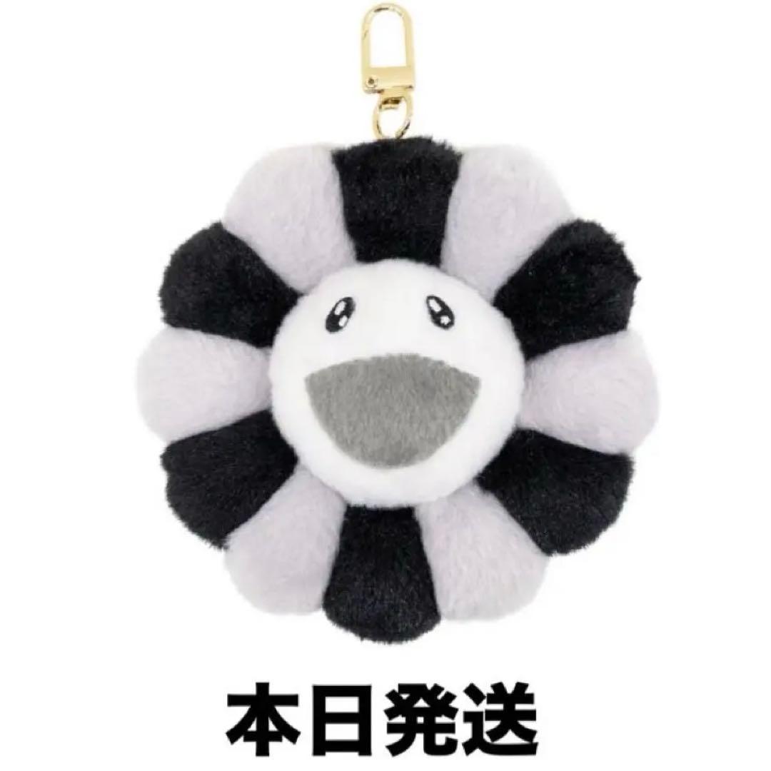 ストラップ Flower Plush Mascot Keychain Gray&Black