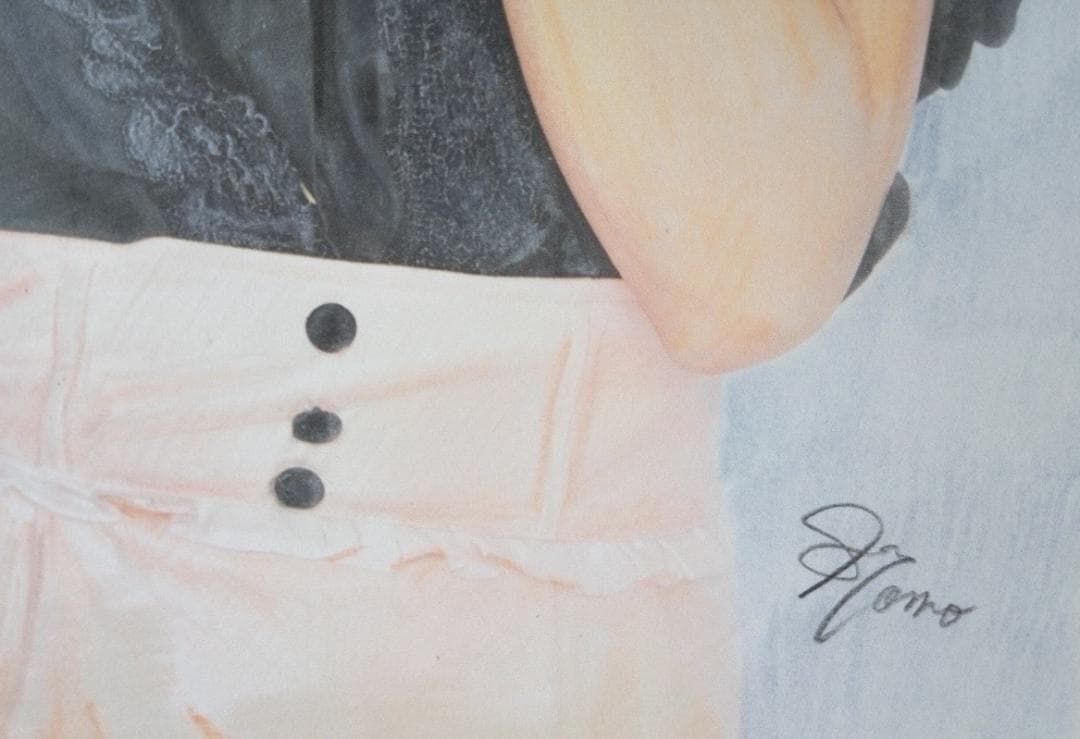 清楚なポニーテール美女＃3　色鉛筆画