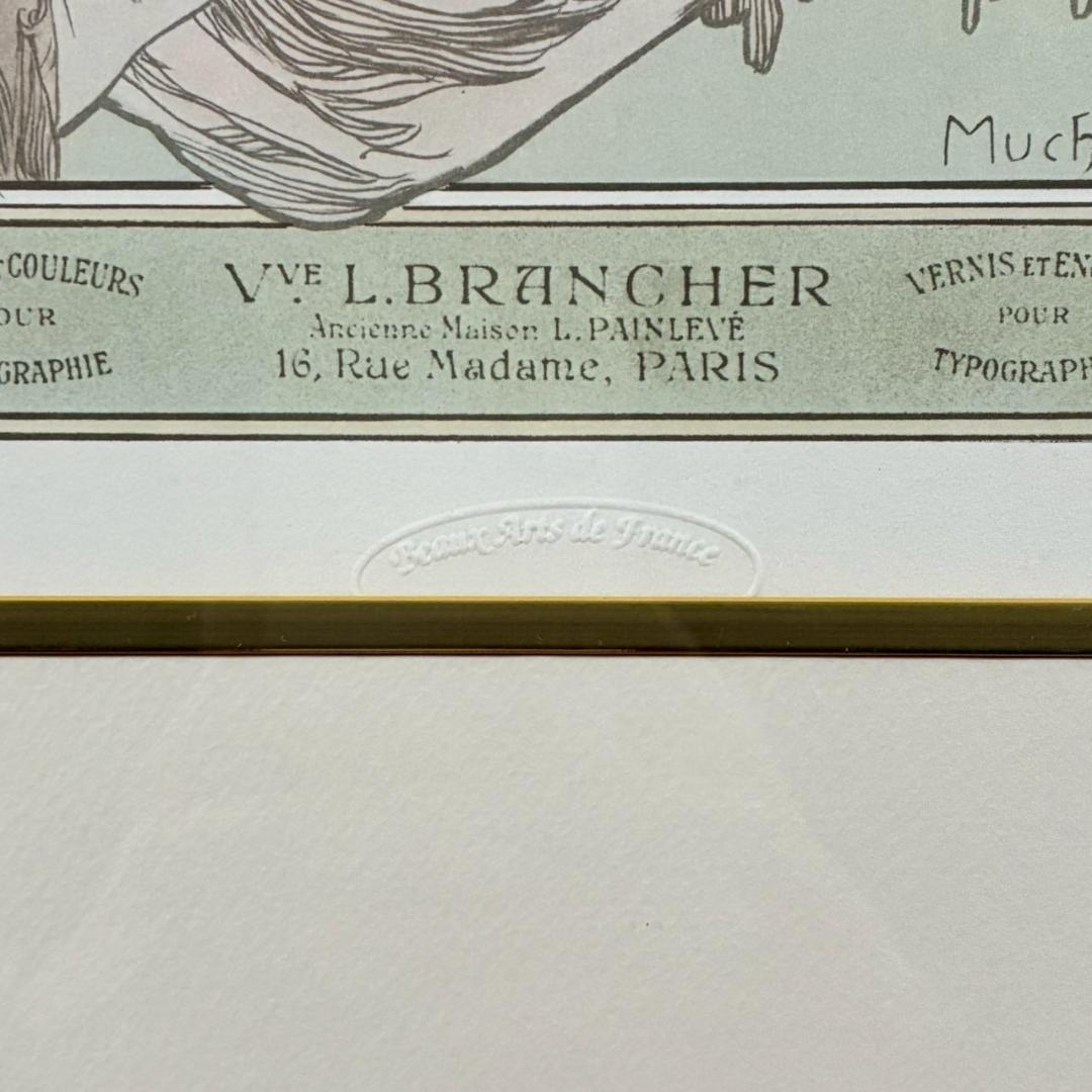 美品 アルフォンス・ミュシャ「四季・秋」リトグラフ 摺師サイン入り お洒落額装