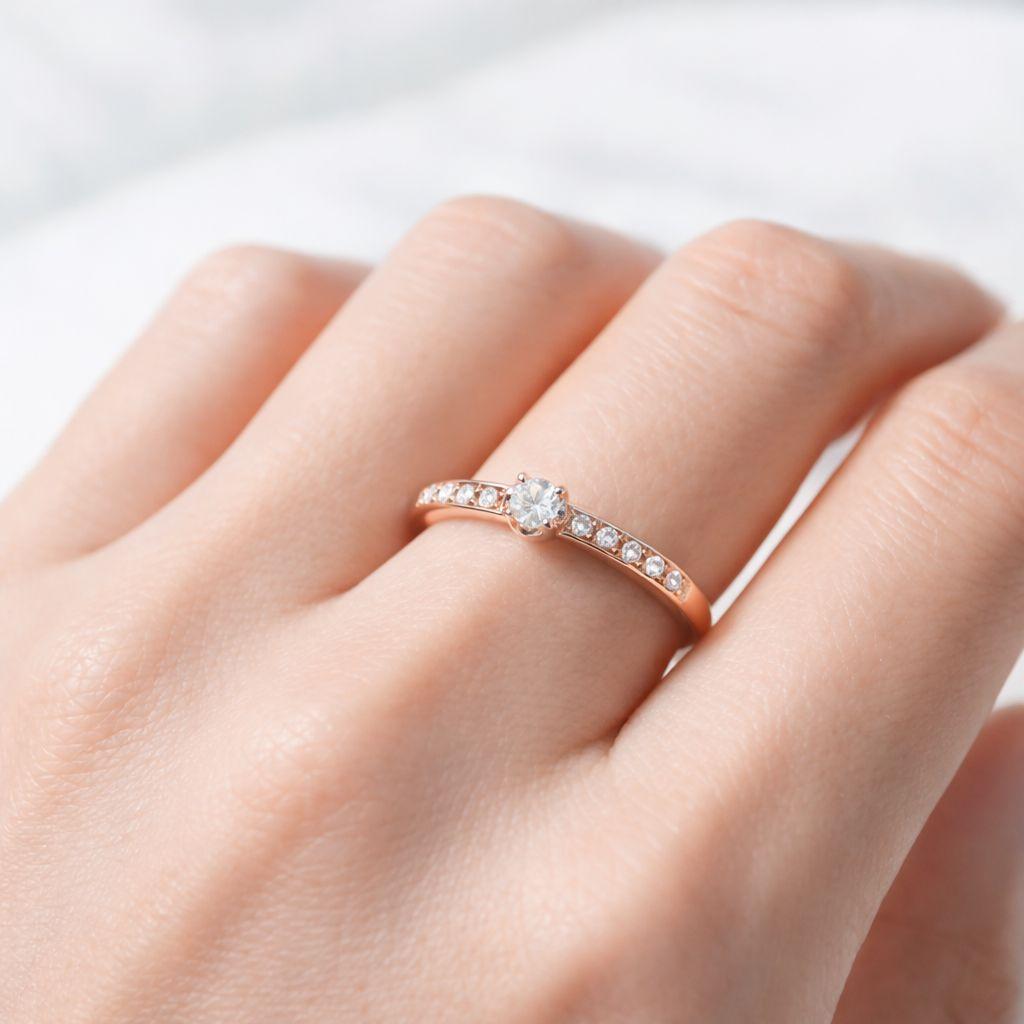 4℃ K18PG ダイヤモンド リング 華奢 ゴールド 指輪