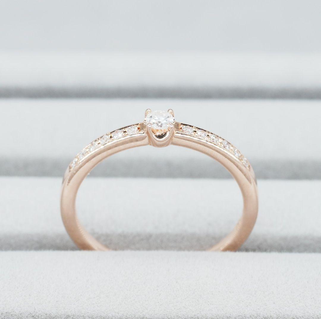 4℃ K18PG ダイヤモンド リング 華奢 ゴールド 指輪