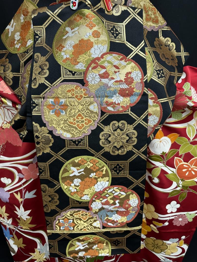 逸品 千總 赤地 刺繍 流水文 花 桐 振袖 川島織物 フルセット 松坂屋誂え