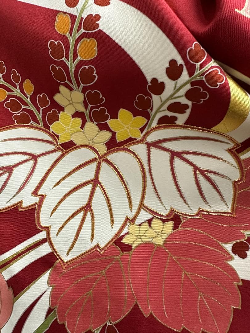 逸品 千總 赤地 刺繍 流水文 花 桐 振袖 川島織物 フルセット 松坂屋誂え