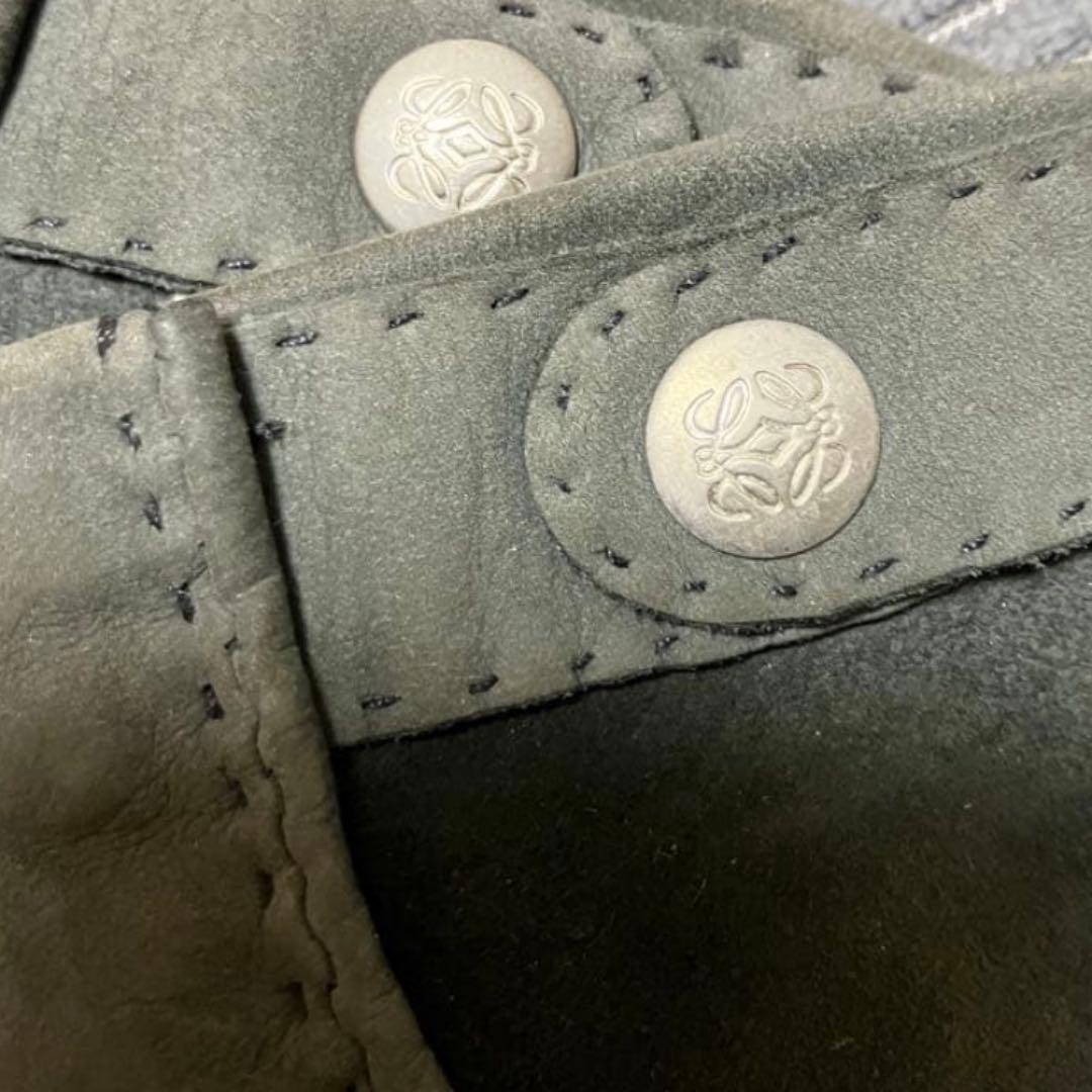 LOEWE グレー スエード レザーグローブ