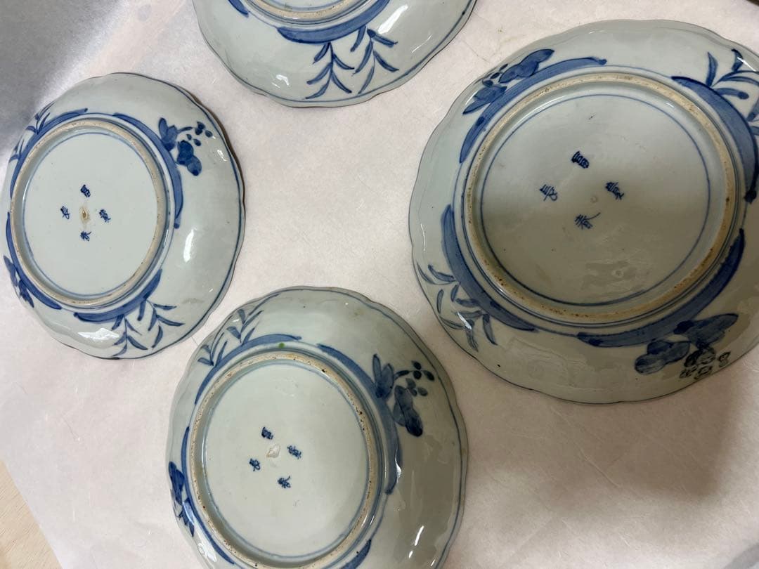 希少江戸時代 富長貴春 豆皿手塩皿 錦絵 色絵金彩時代物6点木箱あり直径21.5