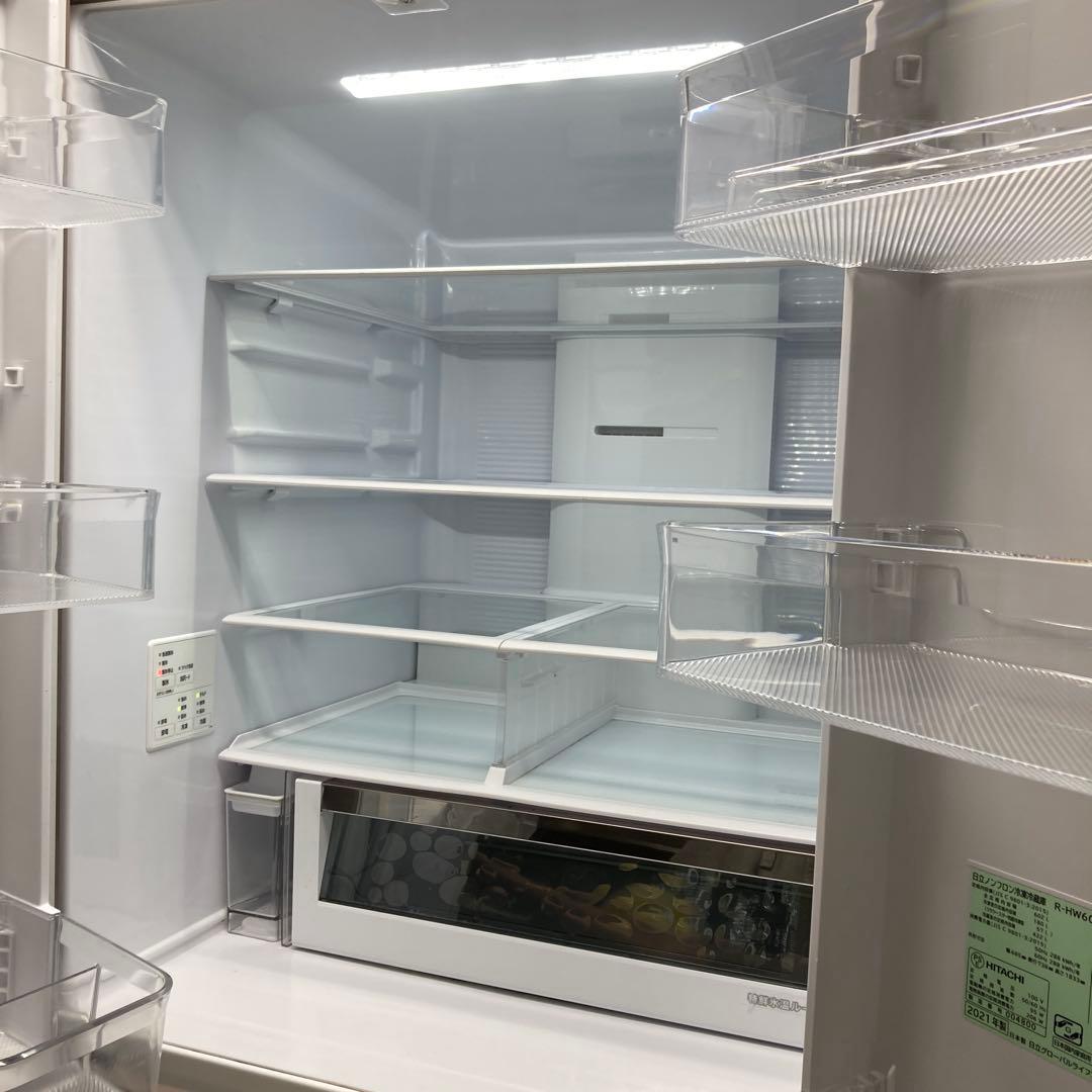 日立 6ドア大型冷蔵庫602L 2021年製 中古 美品