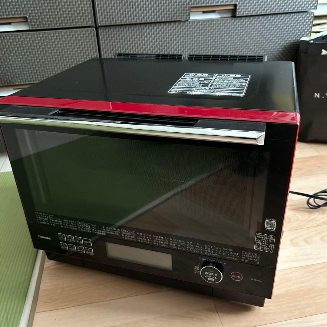 訳ありTOSHIBA ER-TD3000(R) オーブンレンジ 黒/赤