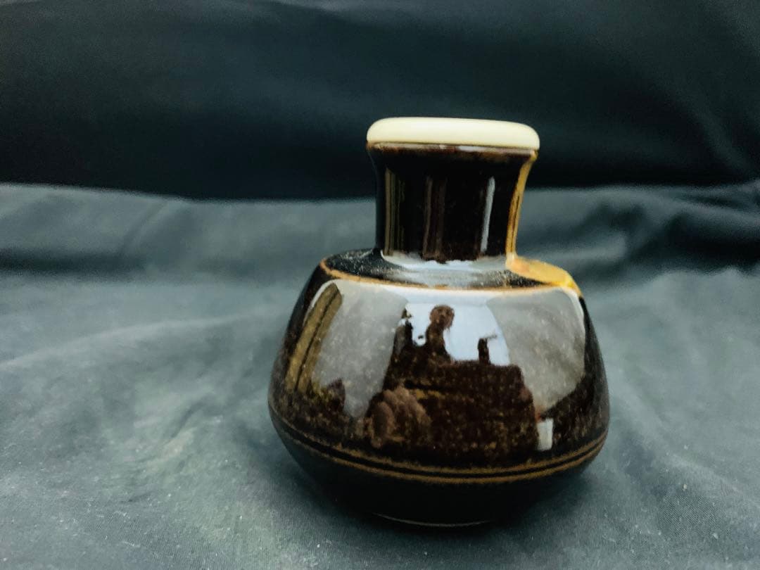 膳所焼　陽炎園　淡海ぜぜ　丸壷　茶入　共箱　茶道具