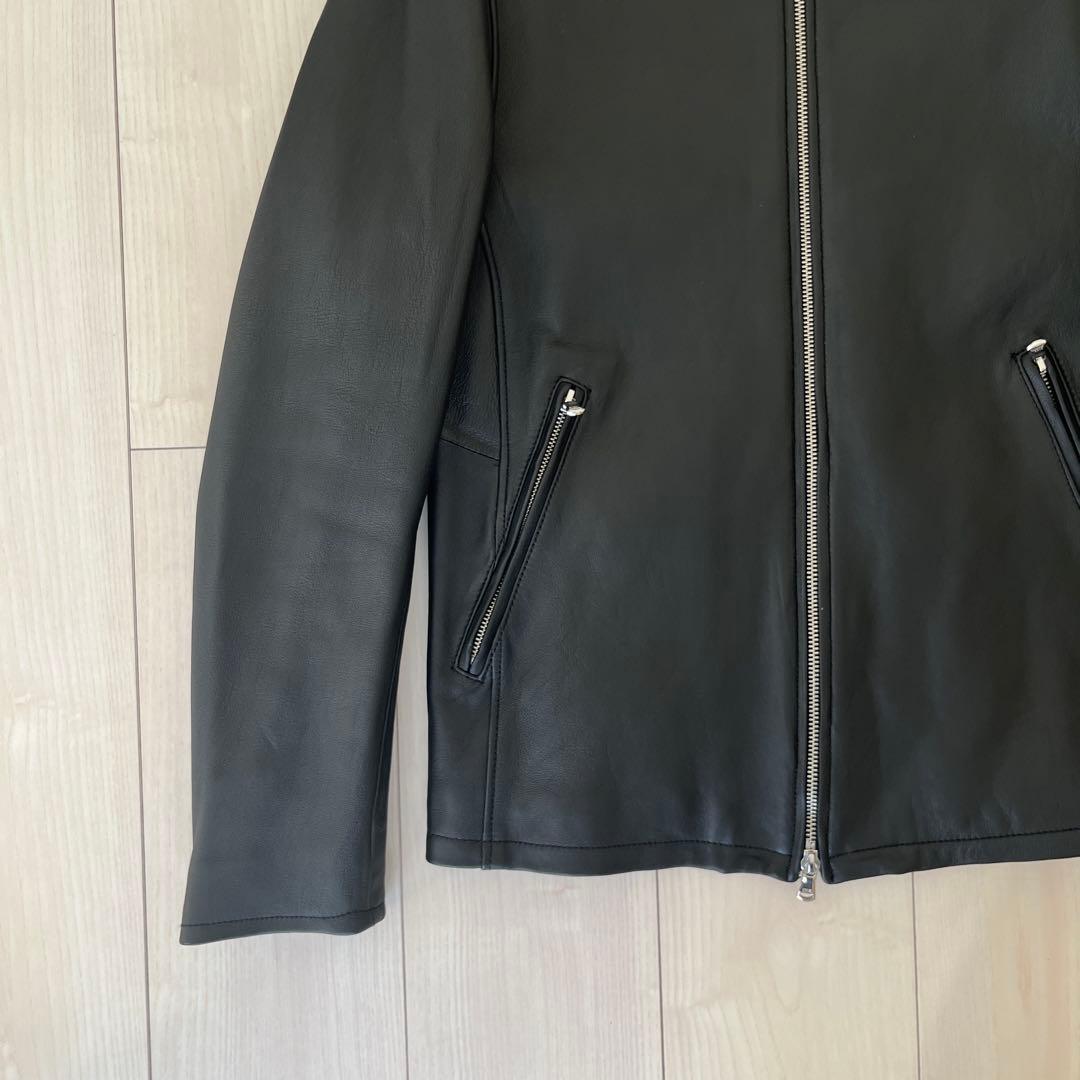 極美品 BEAUTY&YOUTH シングルレザー ライダース L ブラック