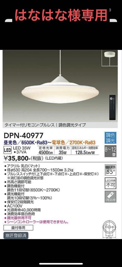 大光電機 DPN-40977 LEDペンダントライト