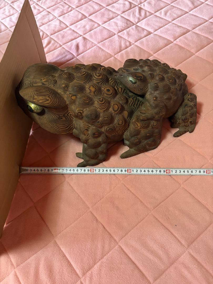 木製親子カエル　置物