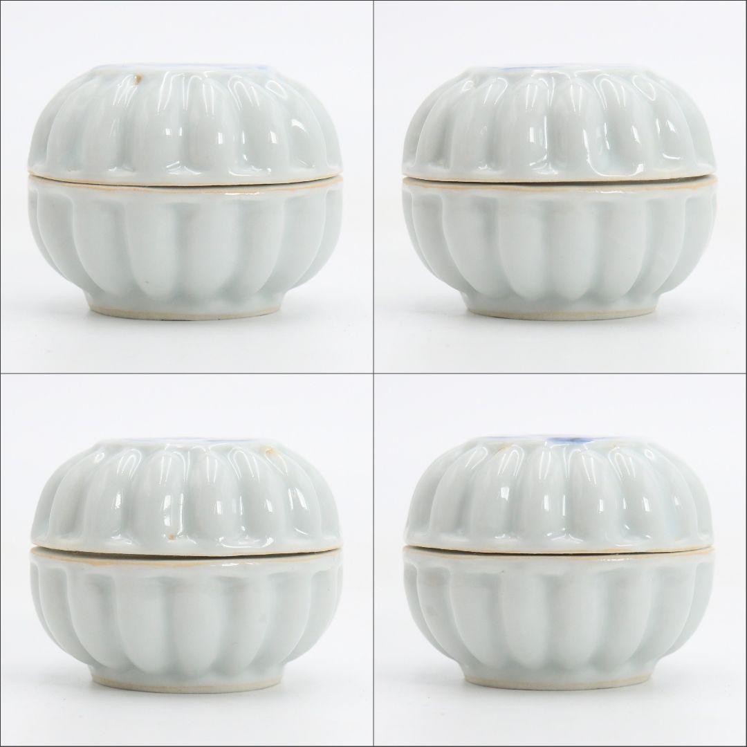 須田菁華作 呉須蟹絵香合 染付 茶道具 共箱　AY339　NT2