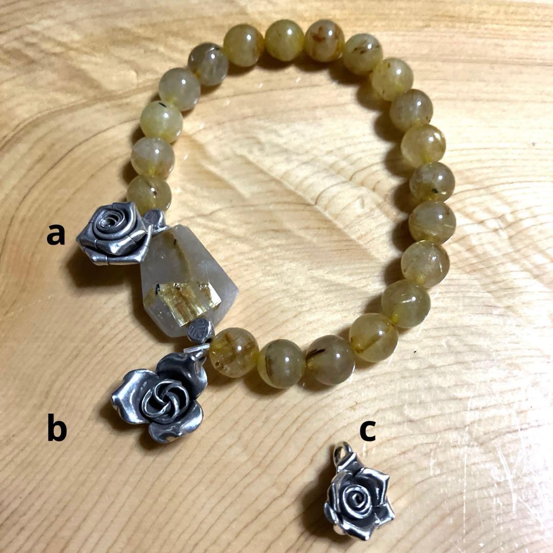 アメジストとモリオンカレンシルバーの薔薇、タイチンルチルブレスレット2本