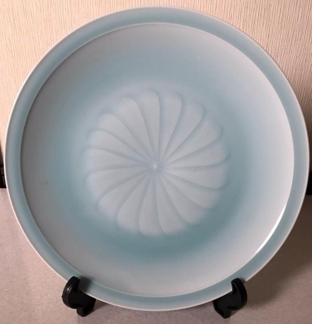 ■ 塚本快示　快山窯（人間国宝） ■　　大輪菊文高台皿　箱付き