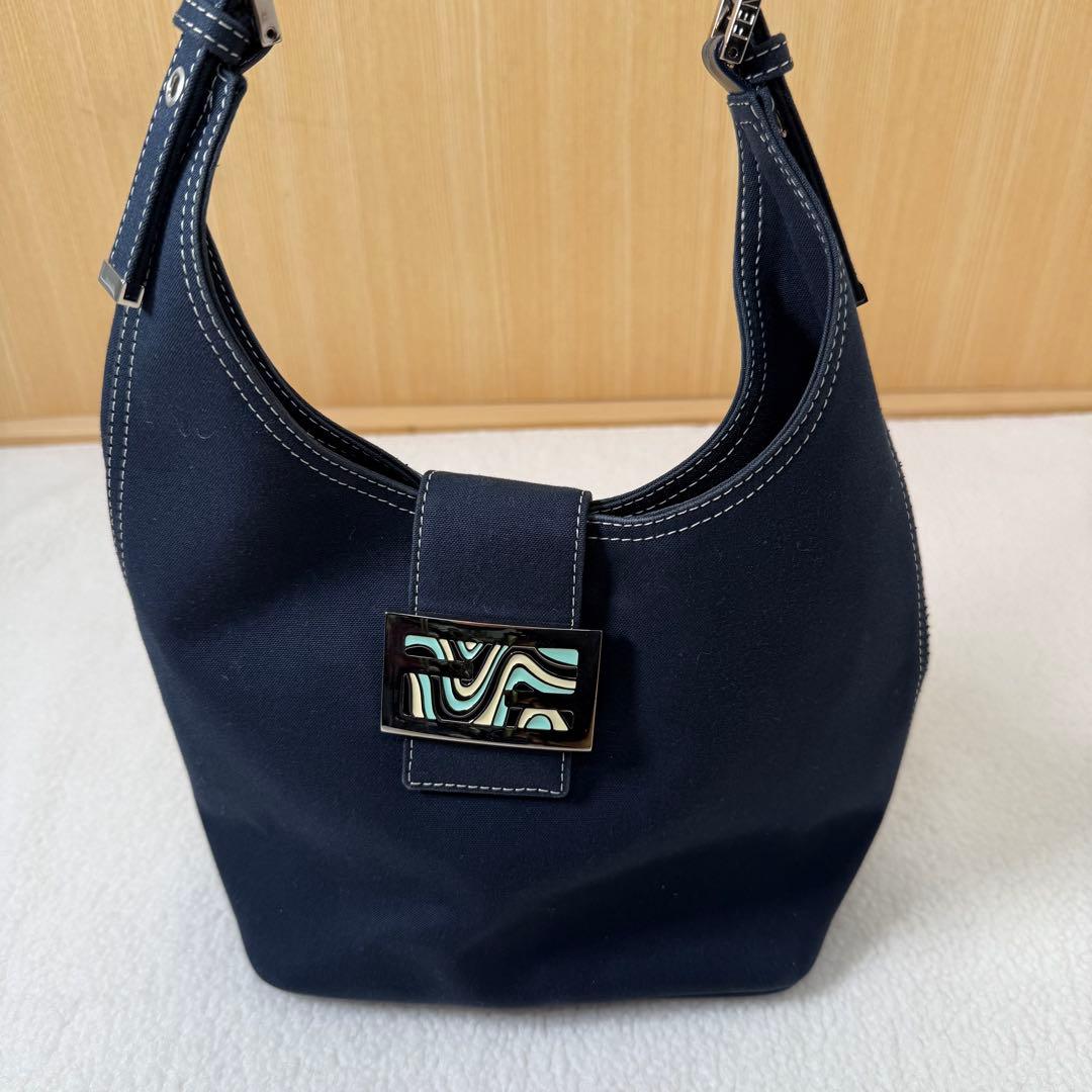 Fendi フェンディ デニム ハンドバッグ ネイビー マンマバケット