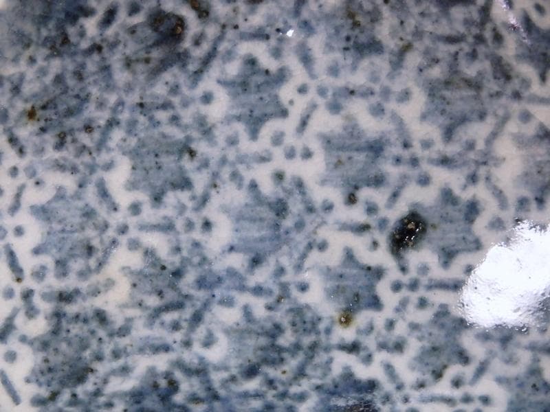 古伊万里　染付　型刷印判　幾何学文様　富士型変形皿　豆皿　F140AS-fbtc