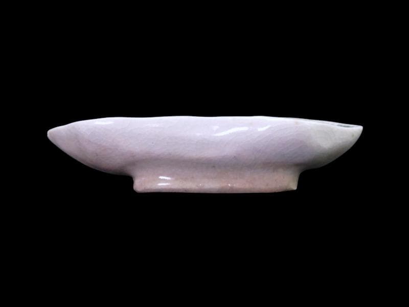 古伊万里　染付　型刷印判　幾何学文様　富士型変形皿　豆皿　F140AS-fbtc