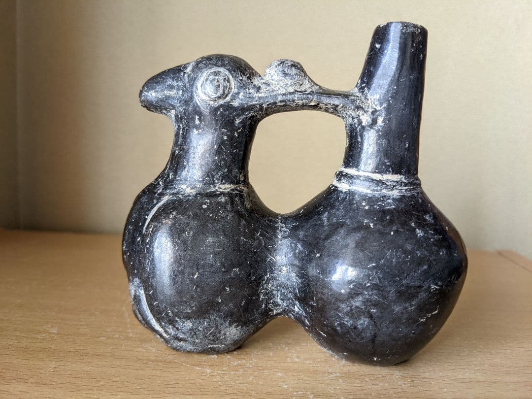 ♦鳥形 黒陶器 発掘品 出土品 祭器 南米 アンティーク 骨董品 コレクション