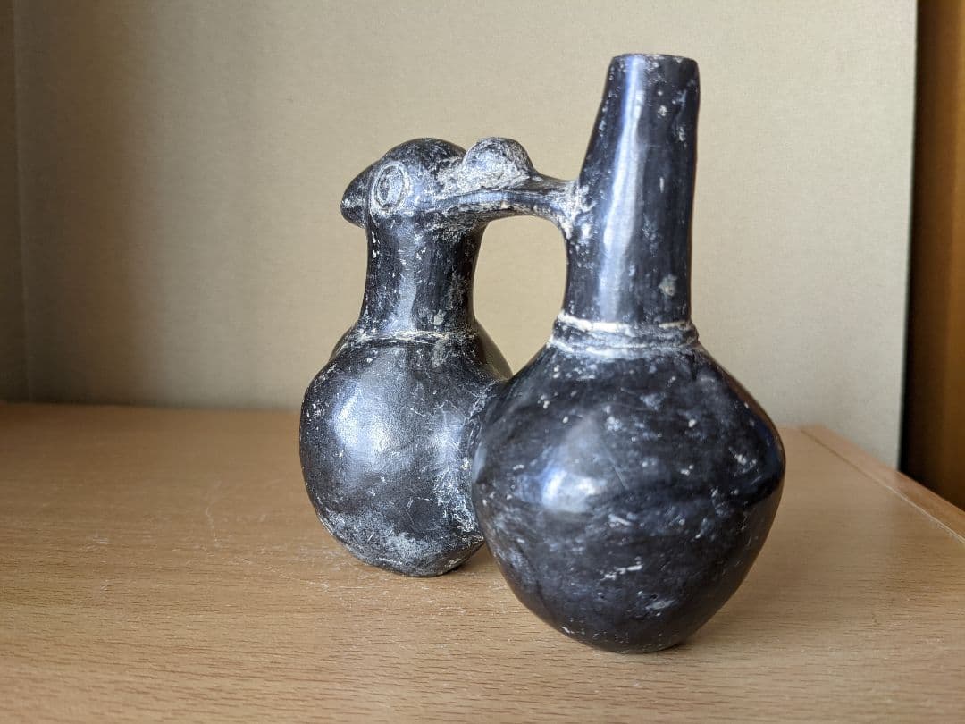 ♦鳥形 黒陶器 発掘品 出土品 祭器 南米 アンティーク 骨董品 コレクション
