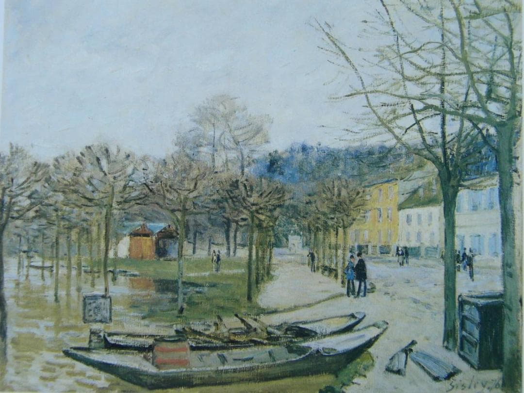 アルフレッド・シスレー、ポール＝マルリーの洪水、希少な画集より