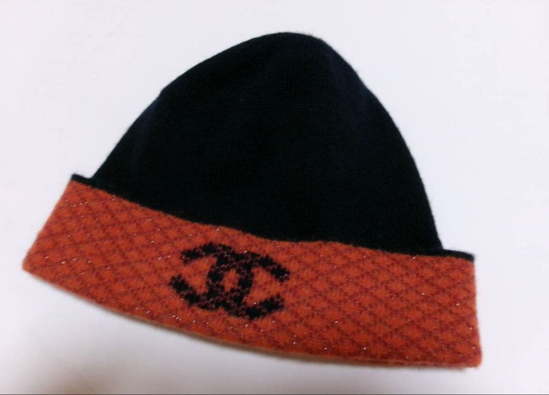 美品　シャネル　CHANEL ココマーク カシミヤ混 ビーニー　ニット帽　帽子