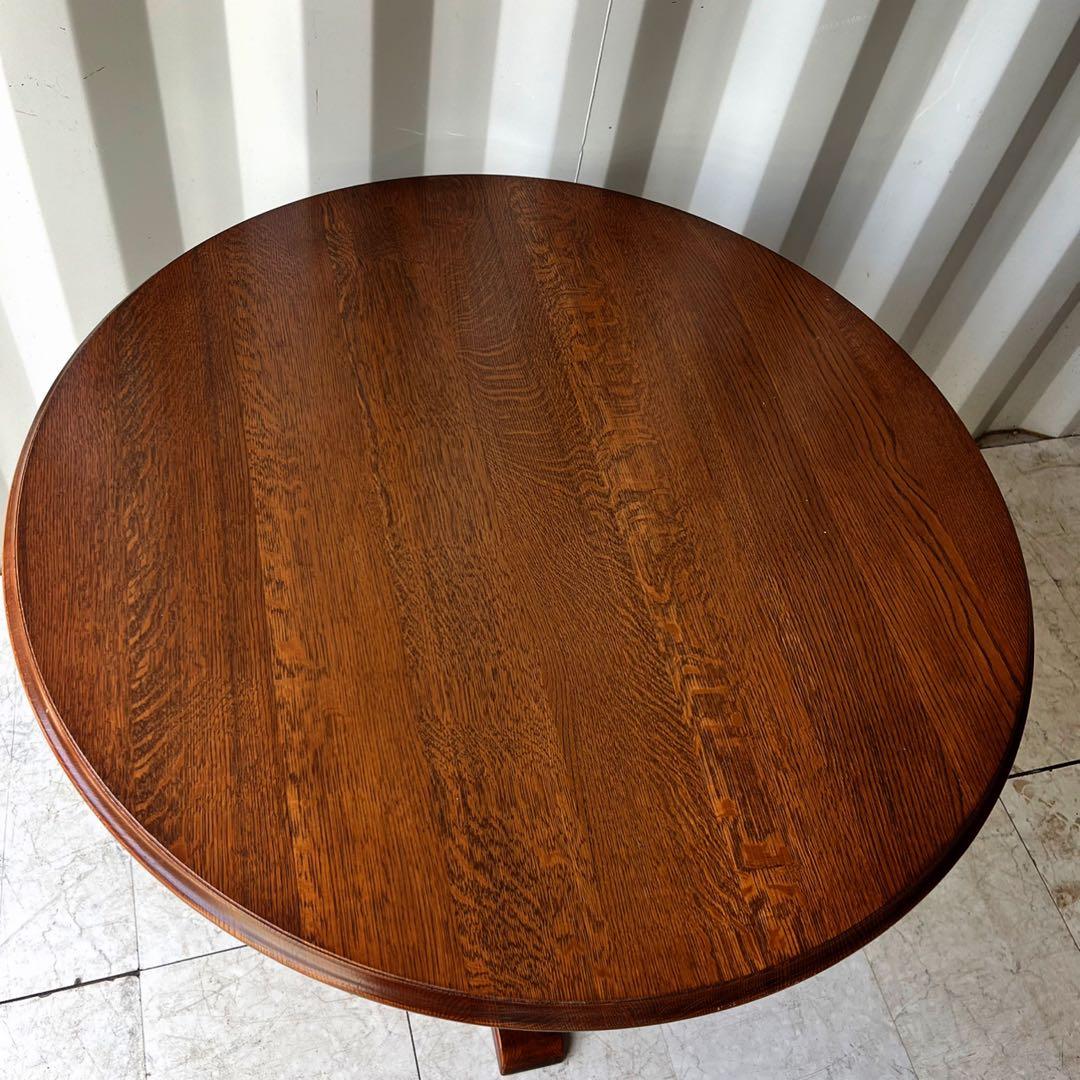 取付無料！三越家具 ブルージュ 天然木アンティーク調ラウンドダイニングテーブル