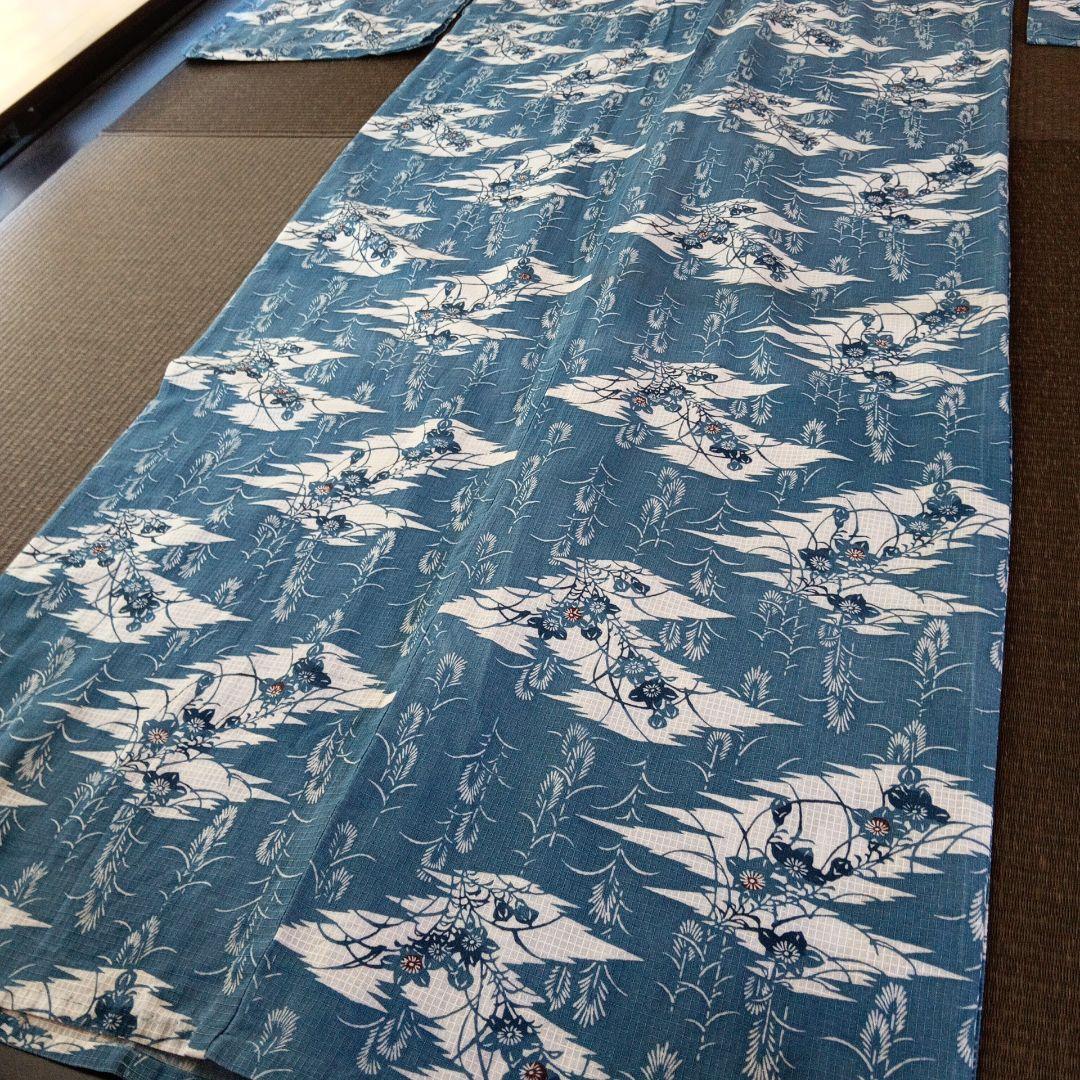 p*ん様 竺仙？　綿紅梅　紅梅小紋　ススキにキキョウ　秋草柄