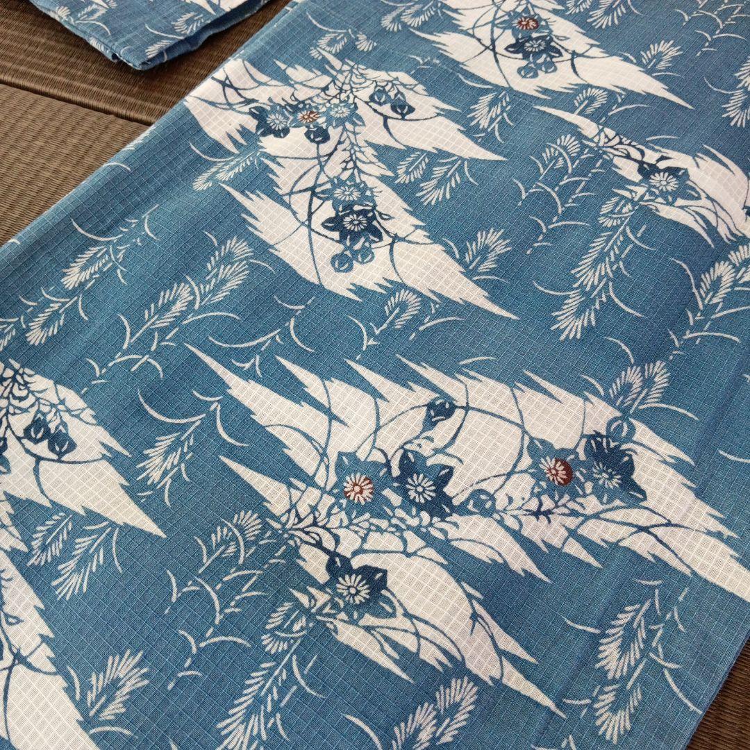 p*ん様 竺仙？　綿紅梅　紅梅小紋　ススキにキキョウ　秋草柄