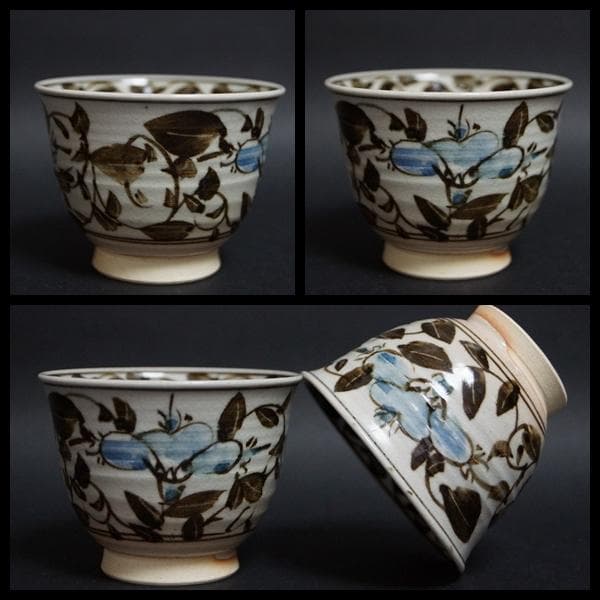 平安 楽峰造 色絵『花文』 急須 煎茶碗(五客) 煎茶器揃え 共箱