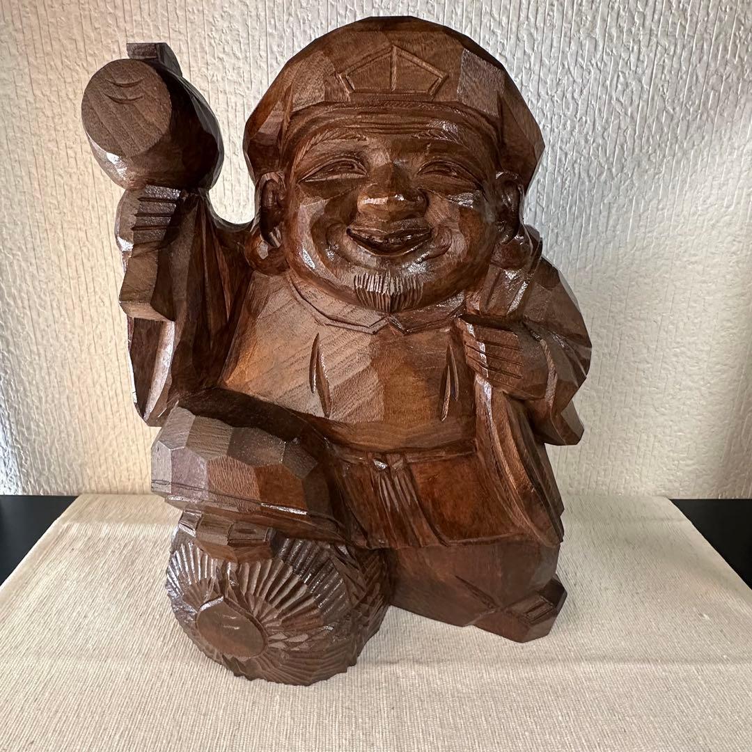 【縁起物】　二福神　恵比寿様　大黒天様　木製　木彫