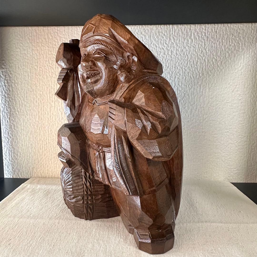 【縁起物】　二福神　恵比寿様　大黒天様　木製　木彫