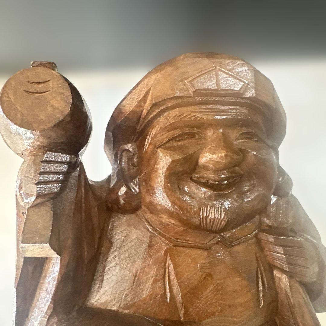 【縁起物】　二福神　恵比寿様　大黒天様　木製　木彫