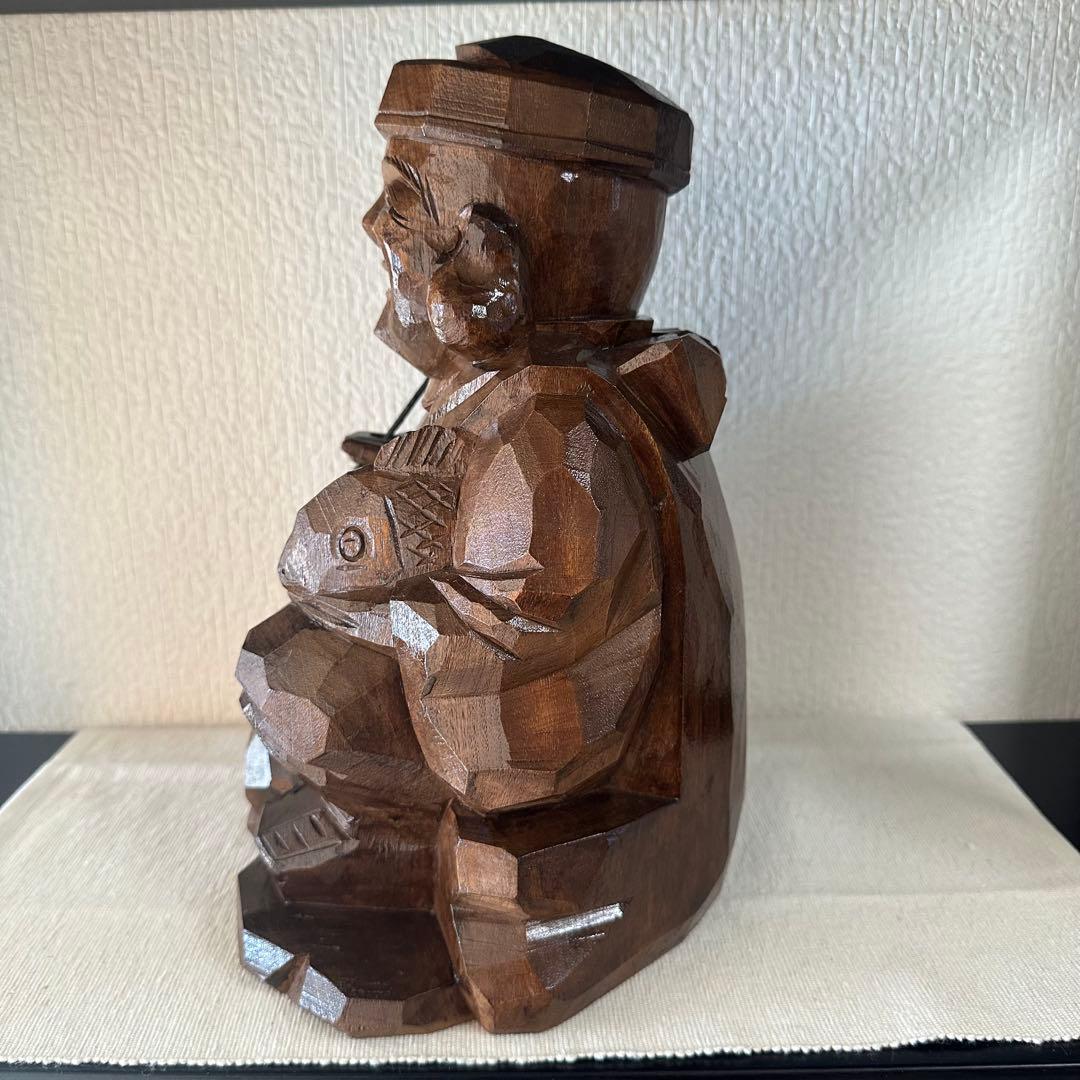 【縁起物】　二福神　恵比寿様　大黒天様　木製　木彫