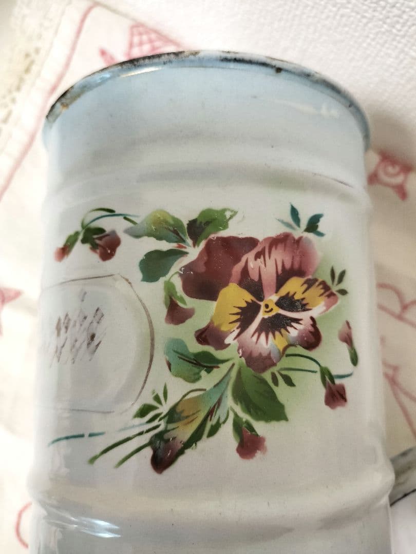 フランス JAPY ジャピー ホーロー キャニスター パンジー柄 アンティーク