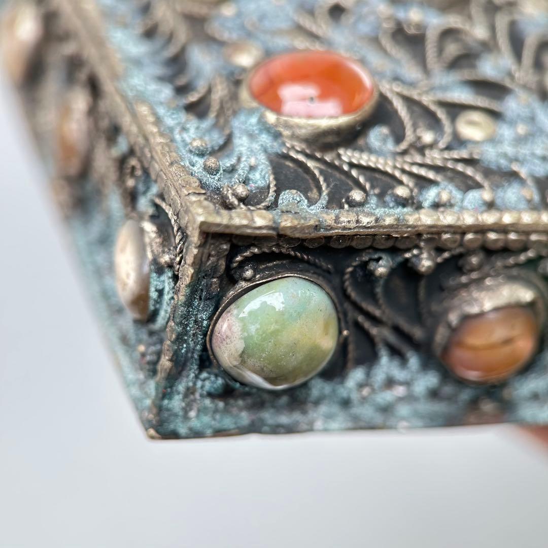 A019希少骨董外国製宝箱アンティーク高4cm幅15cm奥行10㎝現状品のみ