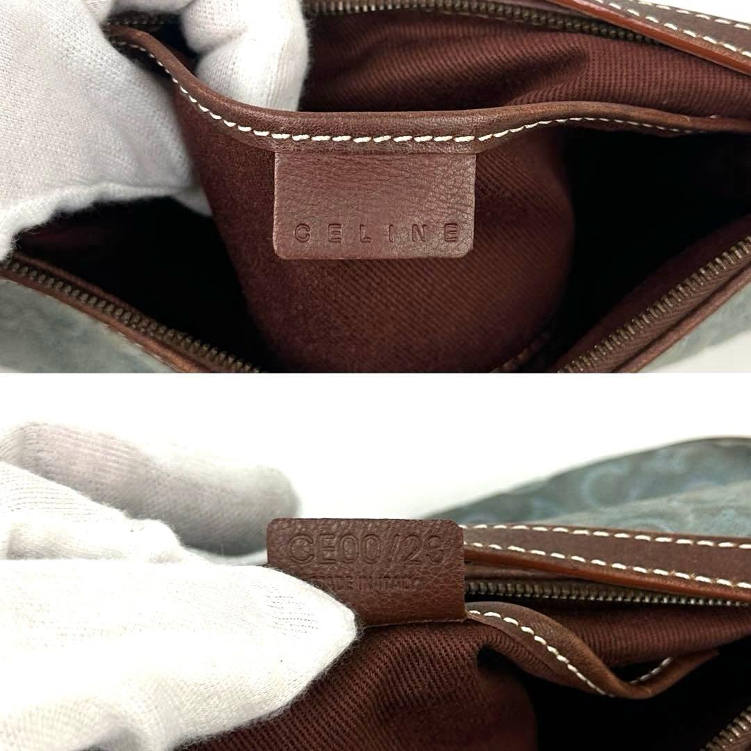 【人気】セリーヌ　アクセサリーポーチ　C　マカダム　サルキー　スエード　レザー