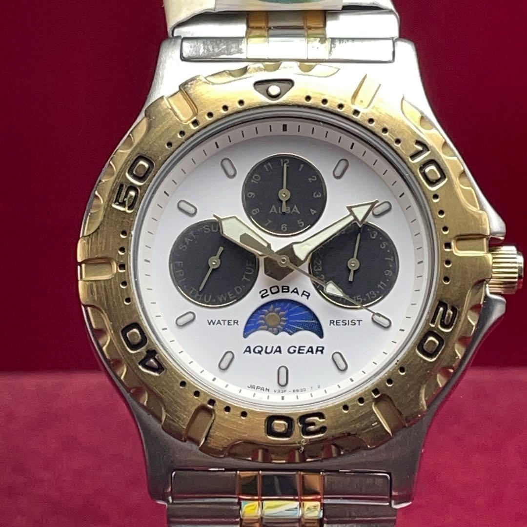 希少 未使用 90s SEIKO ALBA アクアギア ムーンフェイズ ダイバー