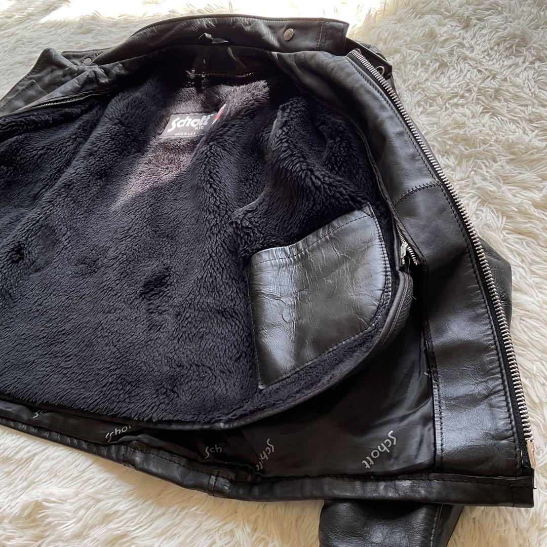 人気✨schott 641 レザージャケット　シングルライダース　牛革　40 黒