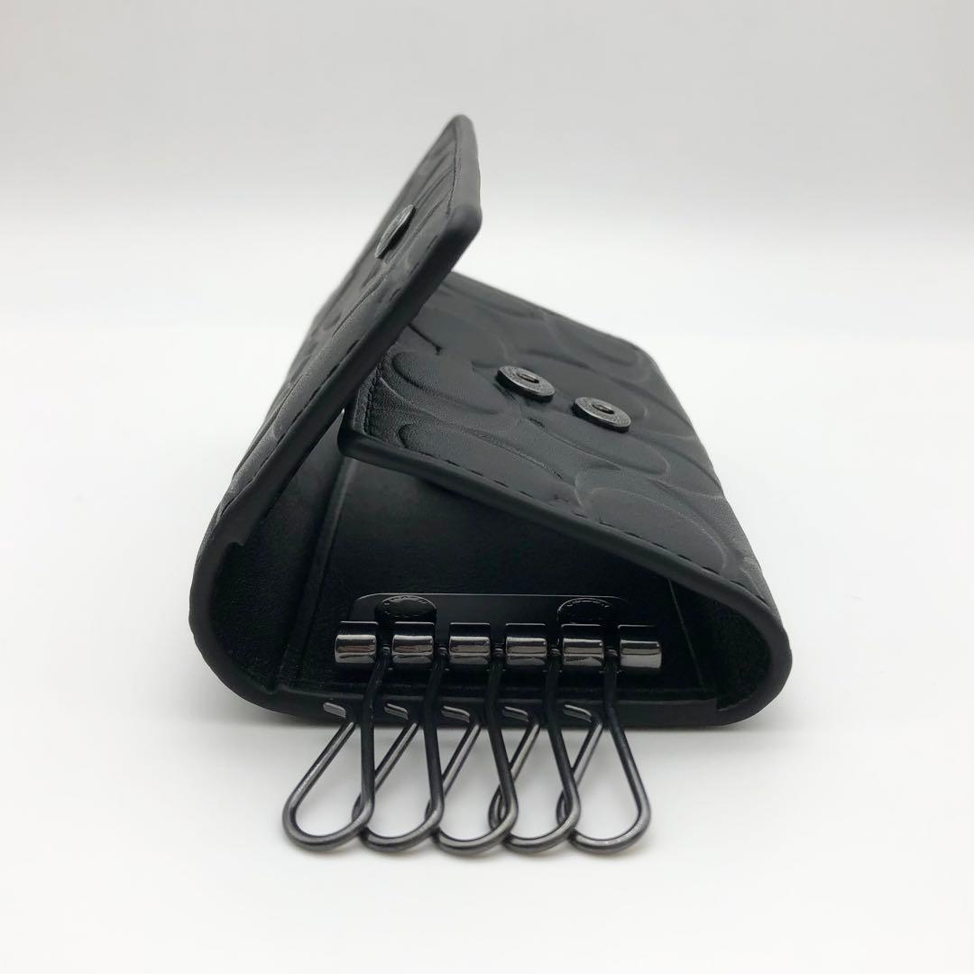 COACH 大人気！！ 5リングキーケース シグネチャー レザー ブラック 新品