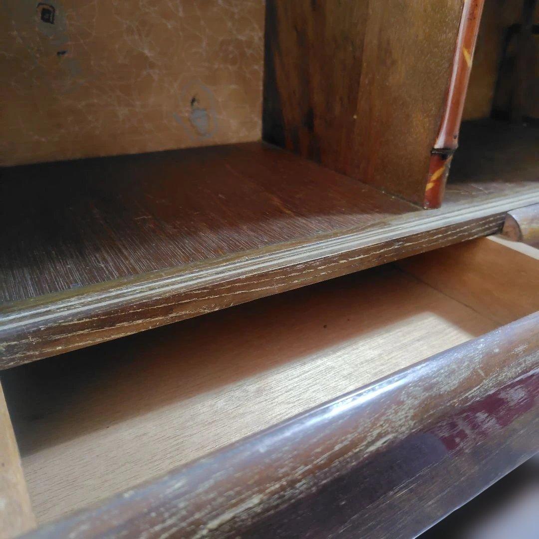 お値下げ！たのメル便【古道具】木製ガラスキャビネット 飾り棚 中型 昭和レトロ