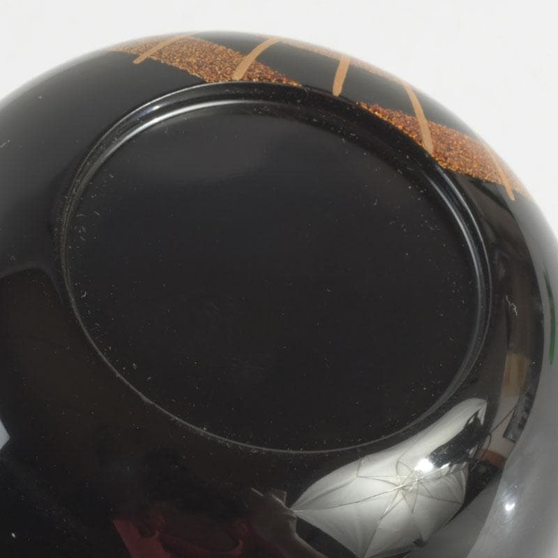 茶道具　山中塗　熊谷秀穂作　傘蒔絵　中棗　共箱　V　9489