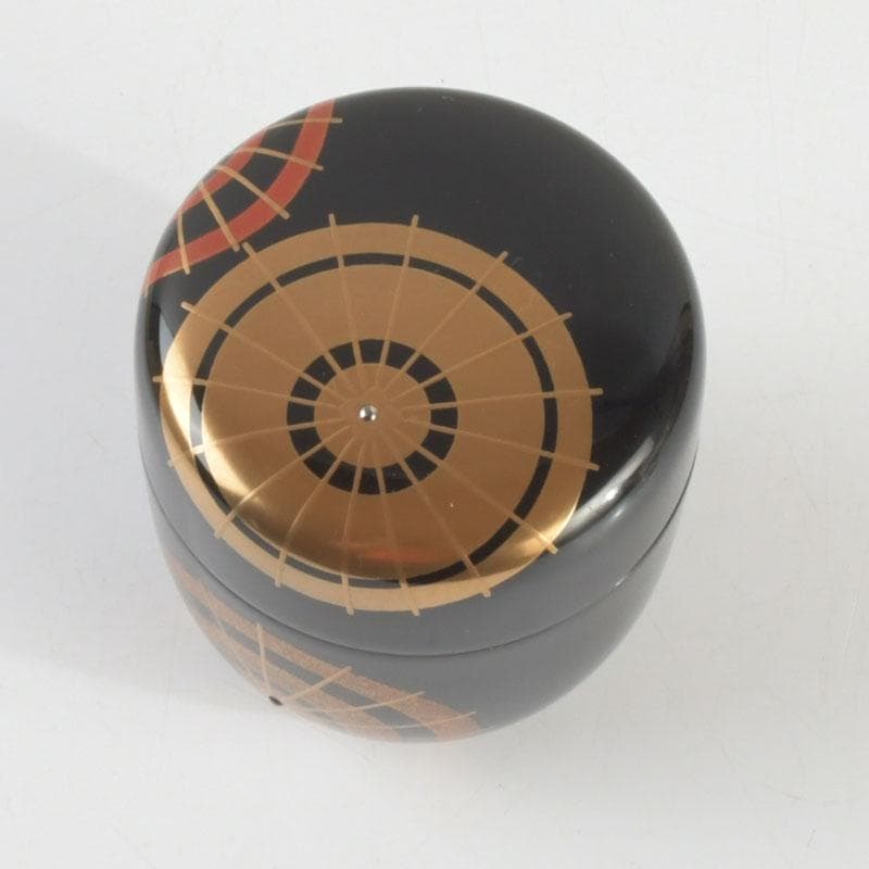 茶道具　山中塗　熊谷秀穂作　傘蒔絵　中棗　共箱　V　9489