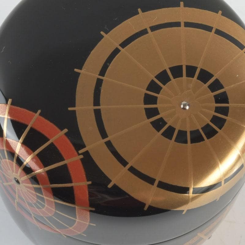 茶道具　山中塗　熊谷秀穂作　傘蒔絵　中棗　共箱　V　9489