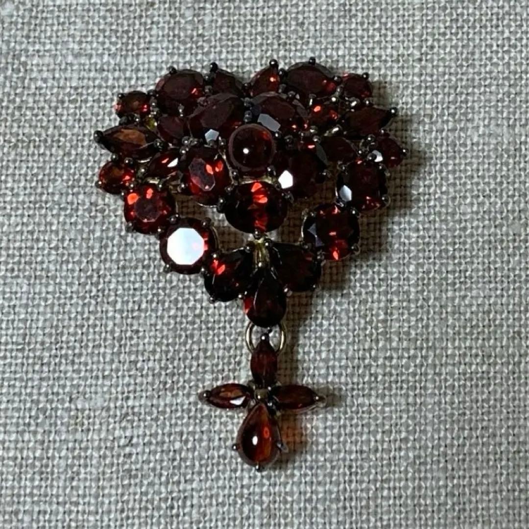 シルバー925 碌山 ブローチ ペンダントトップ ガーネット